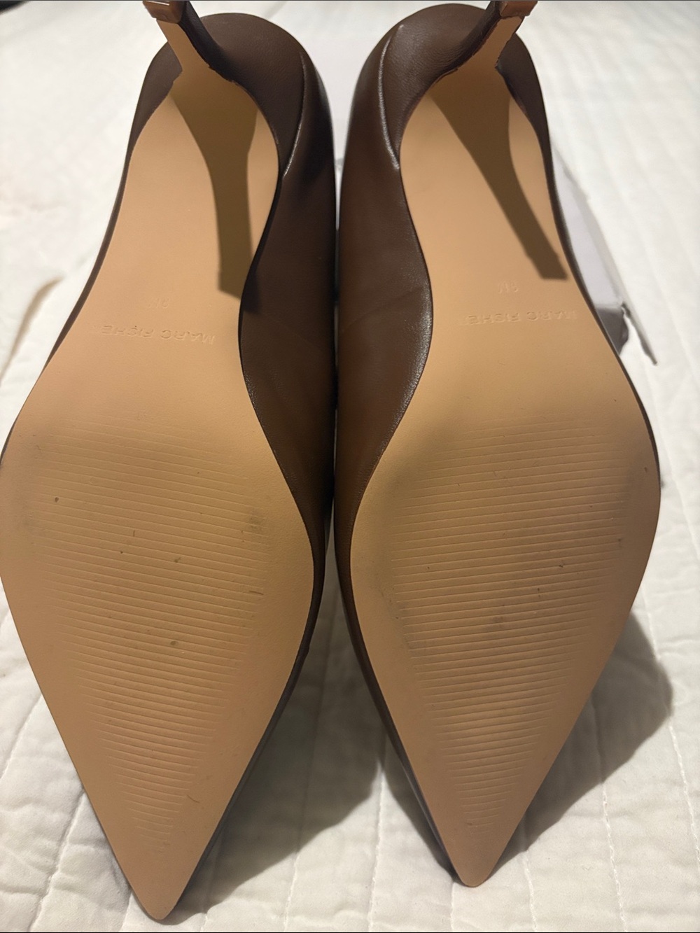 NWT Marc Fisher Brown Leather Alola Classic Pointed-Toe Pump Sz 9 - 3 inch heel - Picture 5 of 5